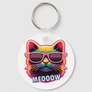 Cat Meow with sunglasses T-Shirt Keychain