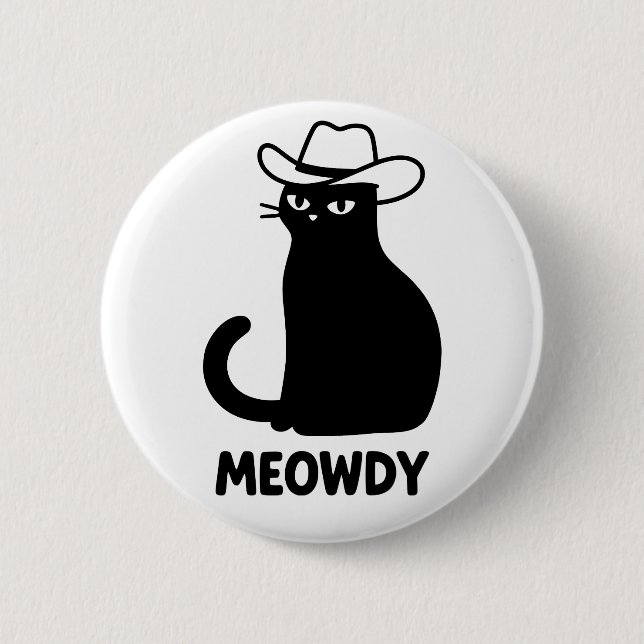 Cat Meowdy 2 Inch Round Button (Front)