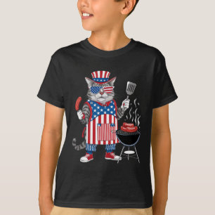 Cat Meowica 4th Of July Cat American Flag Cat Maki T-Shirt