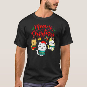 Cat Meowy Family Matching Christmas Pajamas Santa T-Shirt