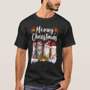 Cat Meowy Family Matching Christmas Pajamas Santa T-Shirt