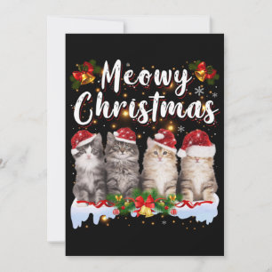 Cat Meowy Family Matching Christmas Pyjamas Santa Holiday Card