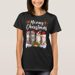 Cat Meowy Family Matching Christmas Pyjamas Santa  T-Shirt