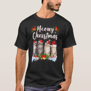 Cat Meowy Family Matching Christmas Pyjamas Santa T-Shirt