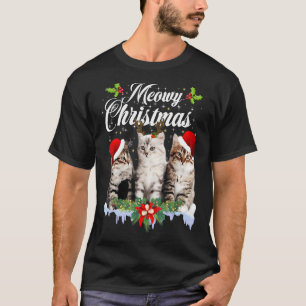 Cat Meowy Family Matching Christmas Pyjamas Santa  T-Shirt