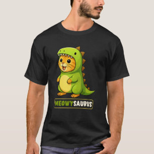Cat Meowysaurus Dinosaur Costume Trex Mom Dad Kids T-Shirt