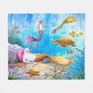 Cat Mermaid 31 Fleece Blanket
