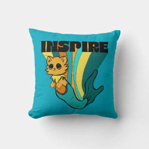 Cat Mermaid ASL Inspire Spiral Photo Notebook Throw Pillow
