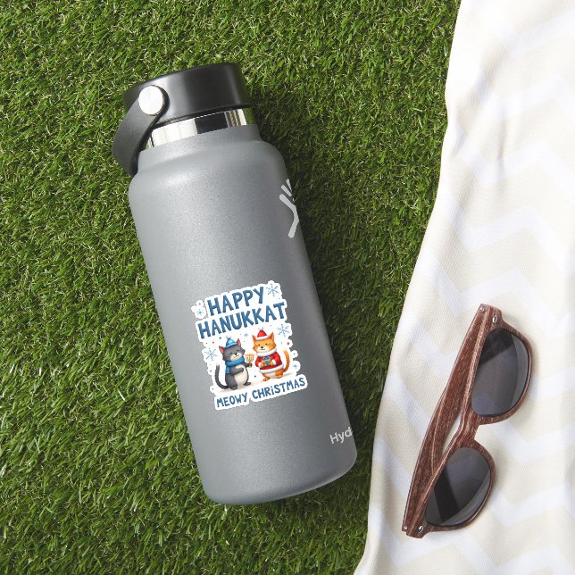 Cat Merry Christmas Happy Hanukkah Jewish Christia (HydroFlask Insitu)