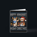 Cat Merry Christmas Happy Hanukkah Jewish Christia Card<br><div class="desc">Cat Merry Christmas Happy Hanukkah Jewish Christian</div>