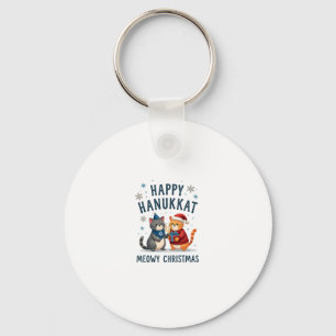 Cat Merry Christmas Happy Hanukkah Jewish Christia Keychain