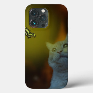 Cat Mesmerized By Butterfly, iPhone 13 Pro Case
