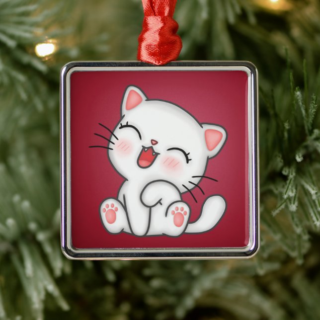 Cat Metal Ornament (Tree)