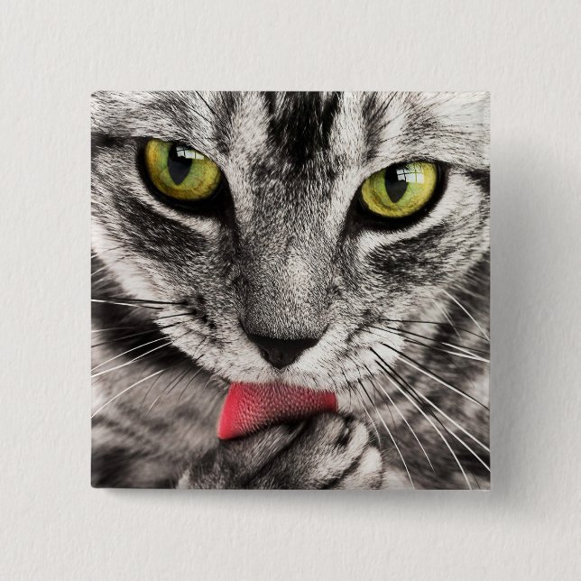 Cat Miau 2 Inch Square Button (Front)