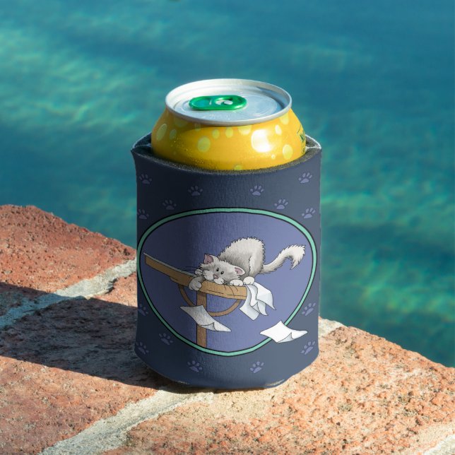 Cat mischief pattern can cooler (In Situ Pool)