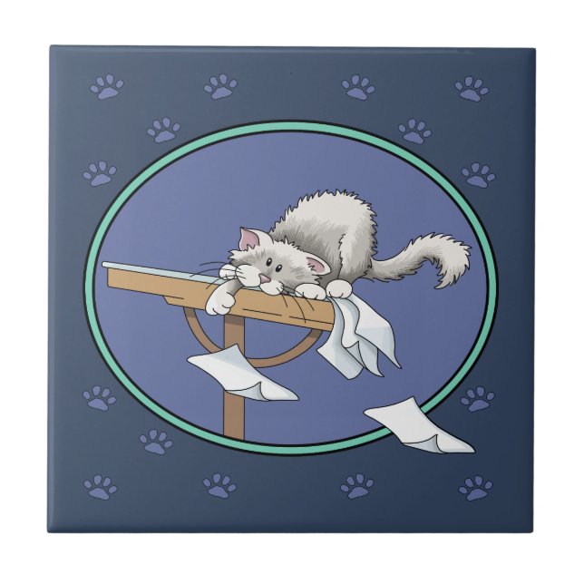 Cat mischief pattern tile (Front)