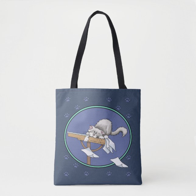Cat mischief pattern tote bag (Front)