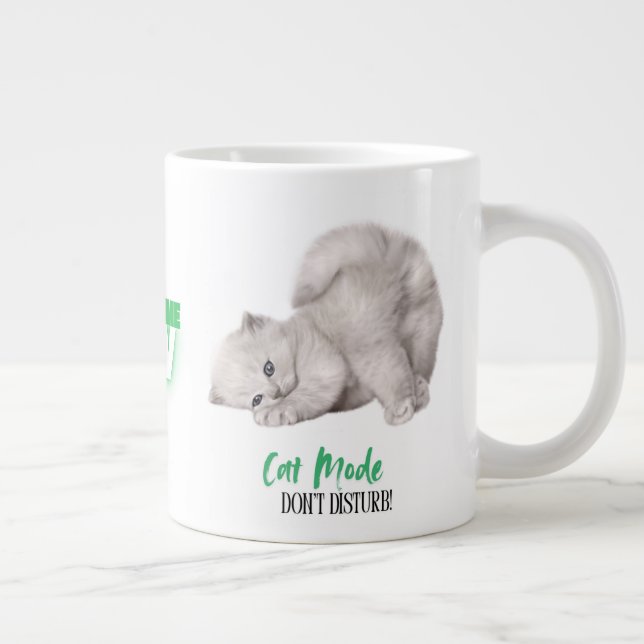 Cat Mode-Don’t Disturb, It’s Coffee Time Now Large Coffee Mug (Right)