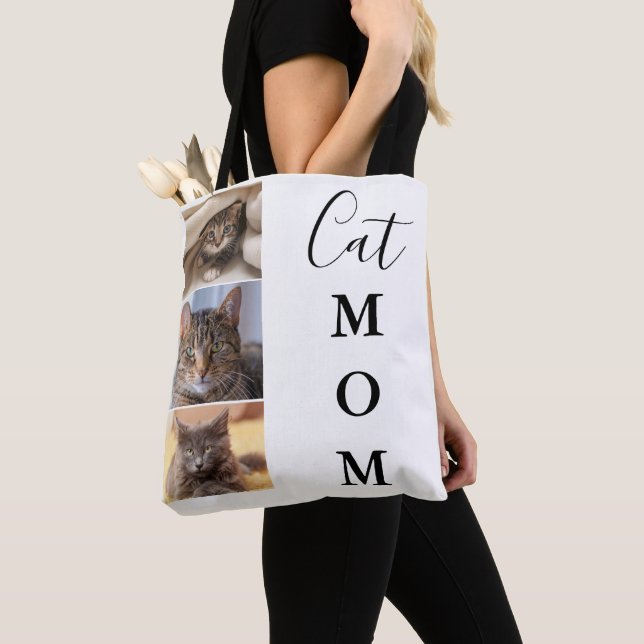 Cat Mom 3 Photo  Tote Bag (Close Up)