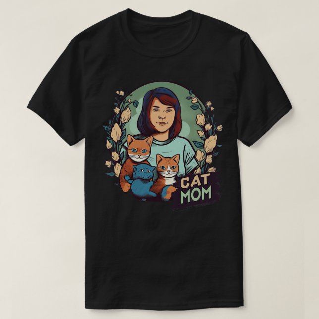 Cat Mom 5 T-Shirt (Design Front)