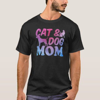 Cat Mom and Dog Mama Cute Cat Cat & Dog Mom T-Shirt