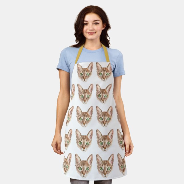 Cat Mom Apron - Cute Kitty Faces Stylish Cooking  (Worn)