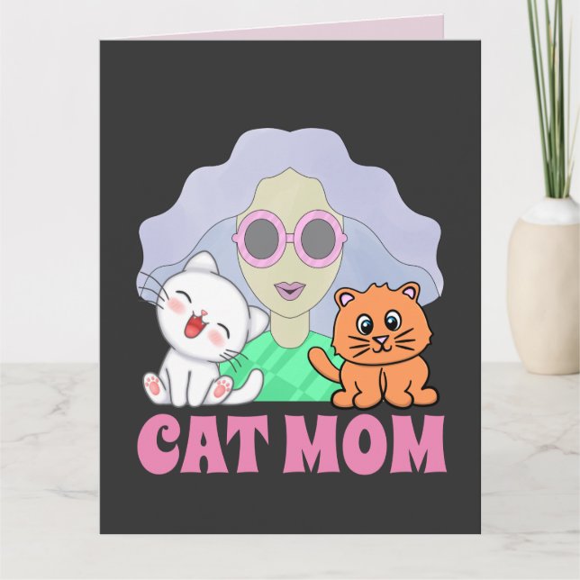 CAT MOM ART GIRL BIRTHDAY CARD SUITABLE 4 FRAMING (Front)