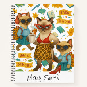 Cat Mom Back to School themed for Cat lovers Notebook