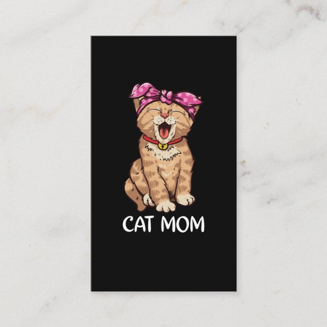 Cat Mom Bandana Cute Kitten Lover Business Card (Front)