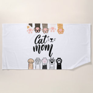 Cat Mom beach towel – Cute Cat Paws towel