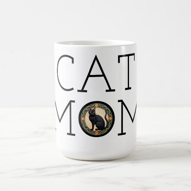 Cat Mom Black Cat Coffee Mug (Center)