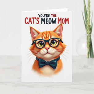 Cat Mom Bow Tie Illustration Card