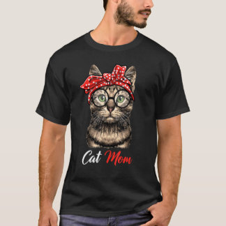 Cat Mom Cat Cute Kitten Bandana Mother S Day T-Shirt