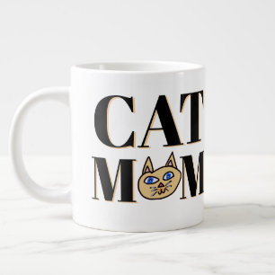 Cat Mom Cat Face Personalize Name Large Coffee Mug