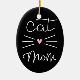 cat mom ceramic ornament