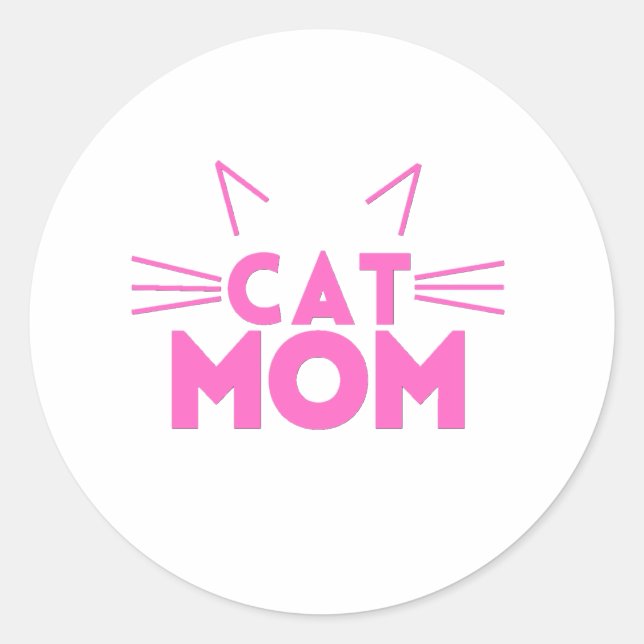 Cat Mom Classic Round Sticker (Front)