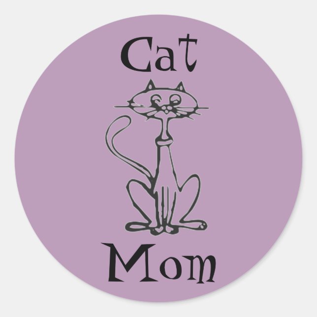 Cat Mom Classic Round Sticker (Front)