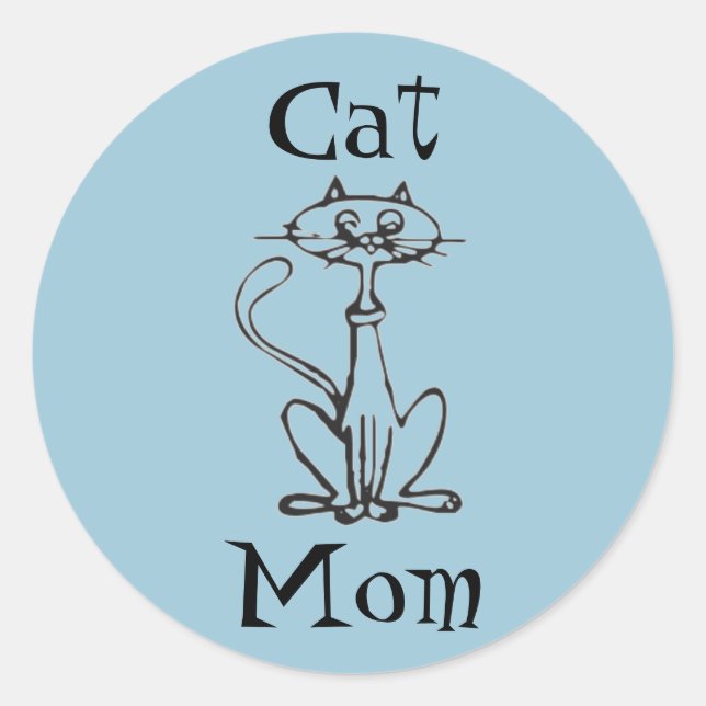 Cat Mom Classic Round Sticker (Front)