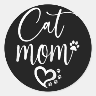 Cat Mom Classic Round Sticker