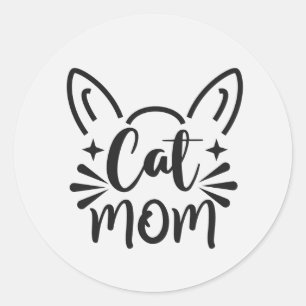 Cat Mom Classic Round Sticker