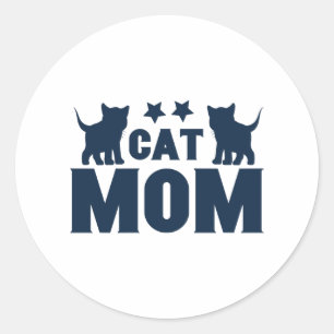 Cat Mom Classic Round Sticker