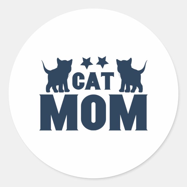 Cat Mom  Classic Round Sticker (Front)