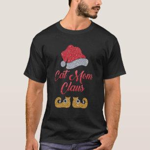 Cat Mom Claus  Fur Mama Santa Hat Cat  Christmas T-Shirt