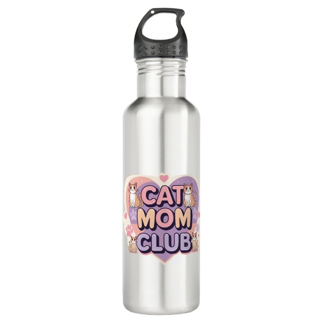 Cat Mom Club – Cute Water Bottle for Cat Lovers (Front)