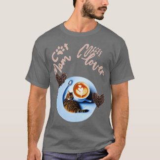 Cat mom coffee lover Cat Design 18 T-Shirt