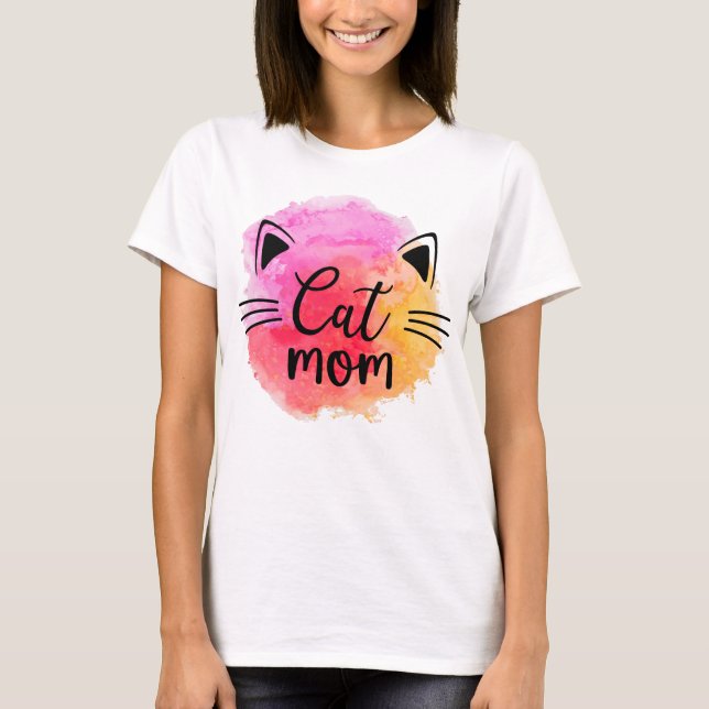 Cat mom colourful cat face T-Shirt (Front)
