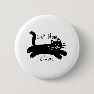 Cat mom custom cat name 2 inch round button