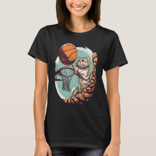 Cat Mom Cute Cat Dad Cat  Basketball Mom Dad T-Shirt