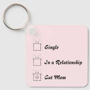 Cat Mom Cute Cat Paw Pink Keychain