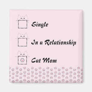 Cat Mom Cute Cat Paw Pink Magnet
